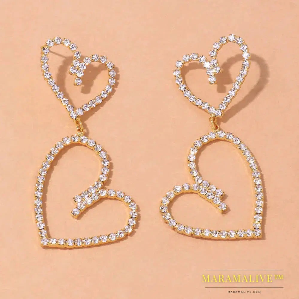 Aesthetic Letter Earrings Designer Luxury for Women 2021 Fahsion Jewelry Rhinestone Designer Piercing Heart Earrings