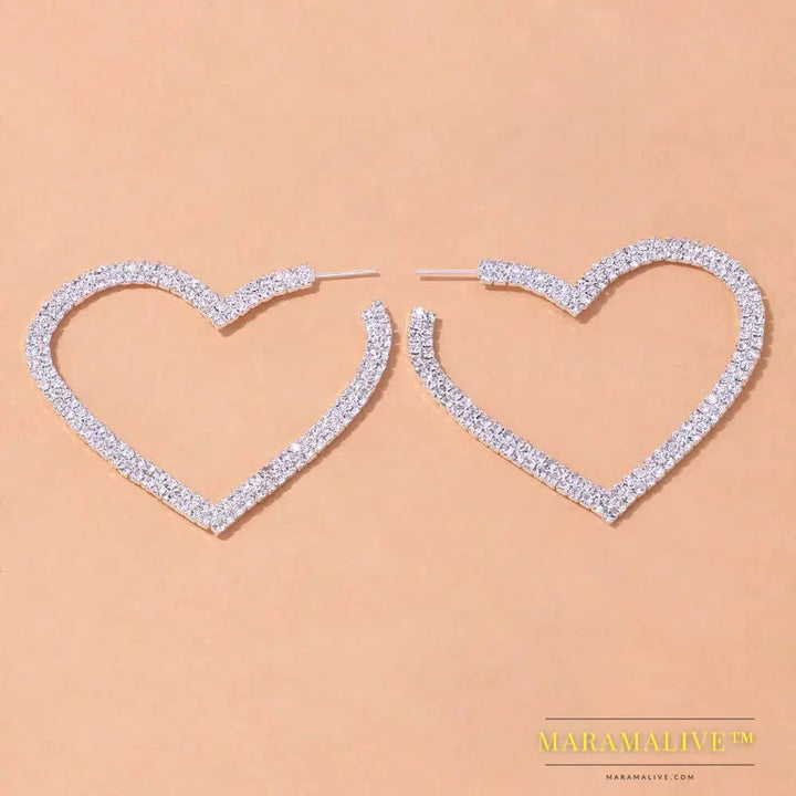 Aesthetic Letter Earrings Designer Luxury for Women 2021 Fahsion Jewelry Rhinestone Designer Piercing Heart Earrings