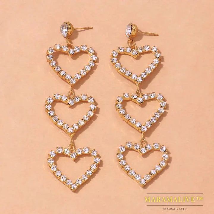 Aesthetic Letter Earrings Designer Luxury for Women 2021 Fahsion Jewelry Rhinestone Designer Piercing Heart Earrings