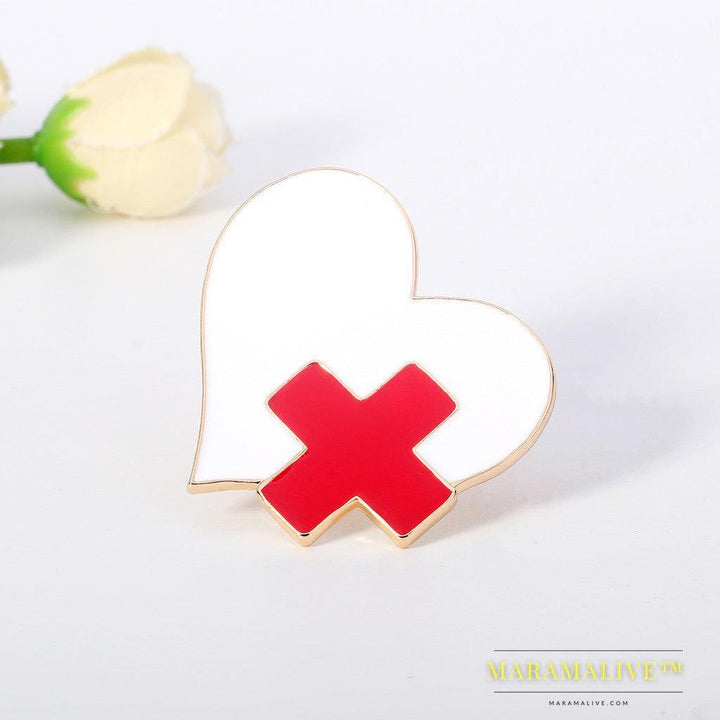 All-Match Ladies Red Cross Oil Drip Brooch