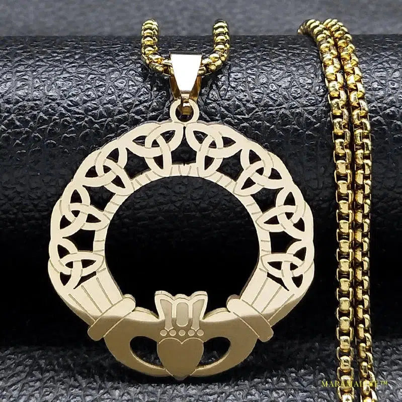 Ancient Celtic Knot Cross Pendant Necklace - Unisex Vintage Gothic Irish Amulet Jewelry