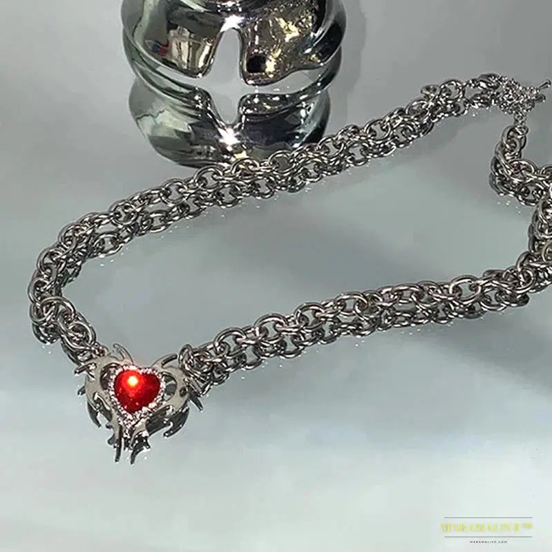 Ancient Gothic Punk Crystal Heart Star Thorn Necklace - Unique Trending DIY Fashion Pendant