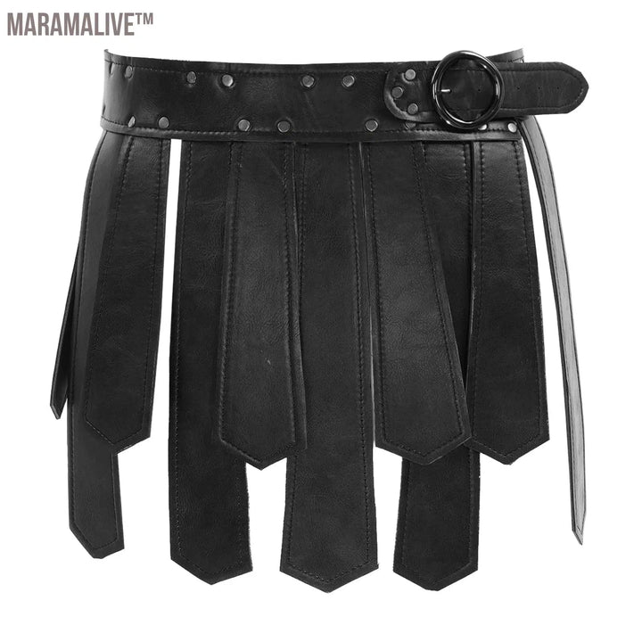 Ancient Greek Roman Gladiator Gothic Steampunk Belt Skirt Adult Men Halloween Carnival Party Cosplay Roman Solider Costume