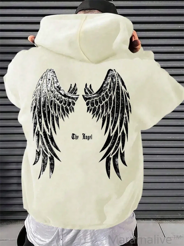 Angel's Wings Printing Unisex Hoodie O-Neck All Match Loose Sweatshirt Fashion Fleece Basic Daily Comfortable Hoodie Autumn Clothes