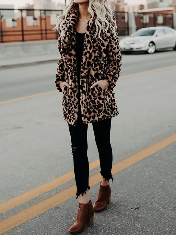 Autumn Leopard Faux Fur Long Winter Coat - A Unique, Daring Vintage Statement Piece