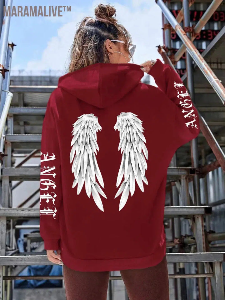 Beautiful Angel Wings Printed Hoodies Women Warm Comfortable Casual Hoodie Fashion Classic Hoody Loose Original Basic Clothes