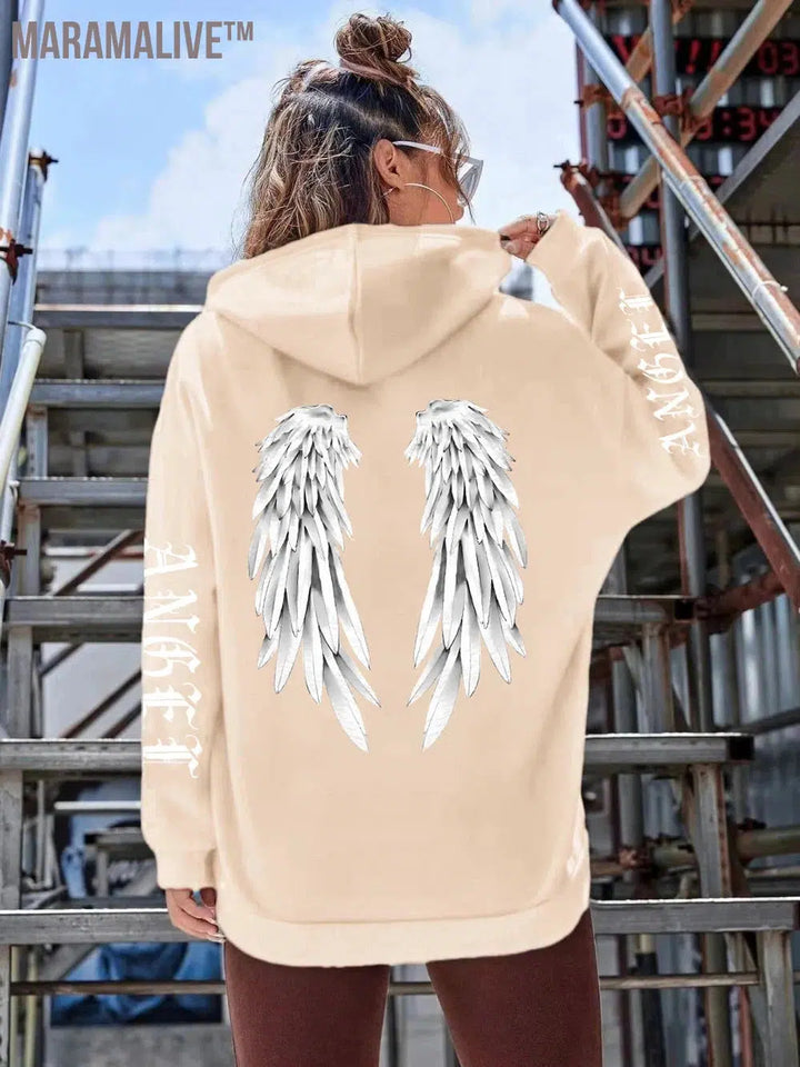 Beautiful Angel Wings Printed Hoodies Women Warm Comfortable Casual Hoodie Fashion Classic Hoody Loose Original Basic Clothes