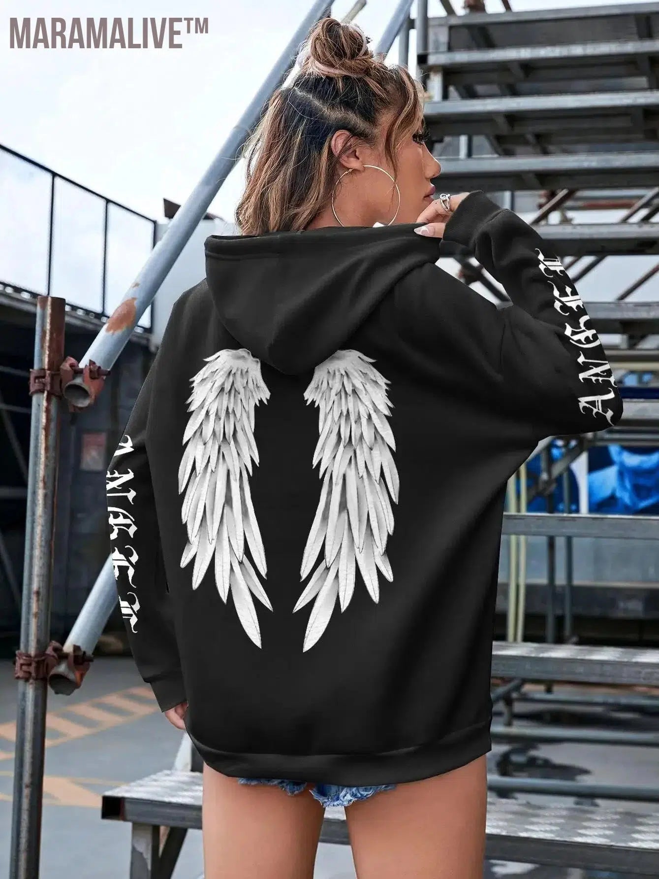 Beautiful Angel Wings Printed Hoodies Women Warm Comfortable Casual Hoodie Fashion Classic Hoody Loose Original Basic Clothes