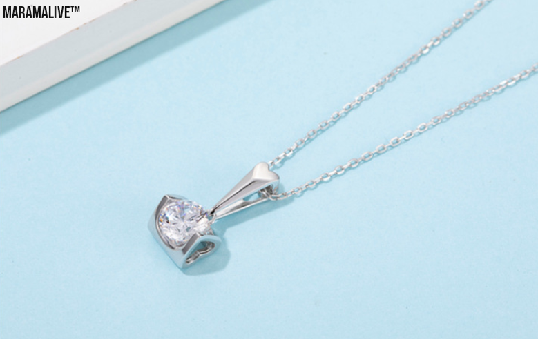 Beautiful S925 Sterling Silver Inlaid Moissanite Stud Necklace Two Piece Set -A Sparkle as Radiant as Your Love