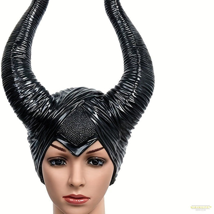 Big Black Ox Horns Witch Hat Headpiece Headgear Queen Cosplay Women Halloween Costumes Anime Headdress Party Props