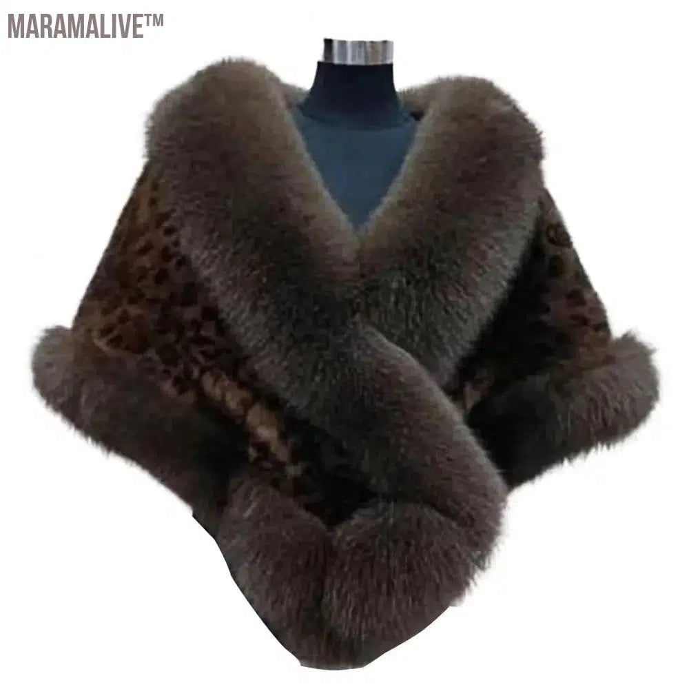 Big Faux Fur Wraps Winter Coat Warm shawls Outerwear White Black Blue Shrug Women Jacket