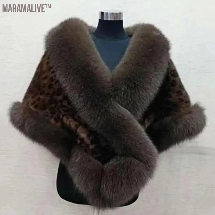 Big Faux Fur Wraps Winter Coat Warm shawls Outerwear White Black Blue Shrug Women Jacket