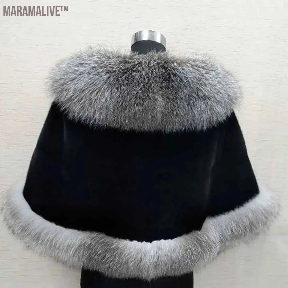 Big Faux Fur Wraps Winter Coat Warm shawls Outerwear White Black Blue Shrug Women Jacket