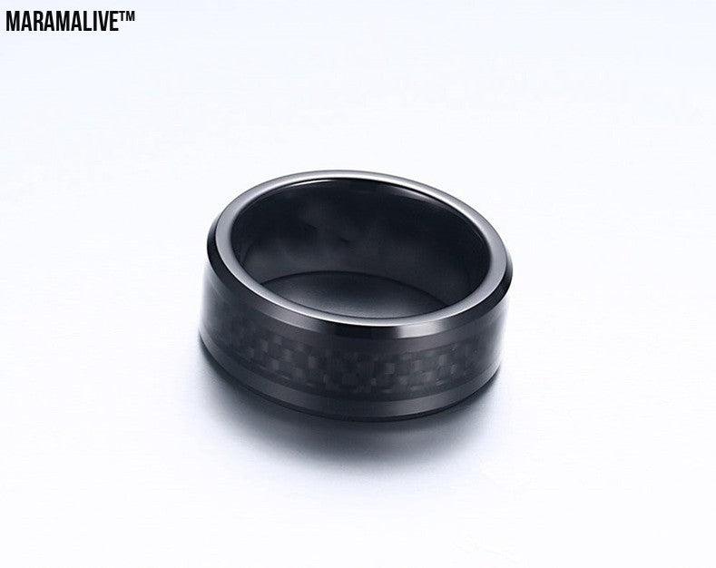 Black Carbon Fiber Tungsten Steel Ring