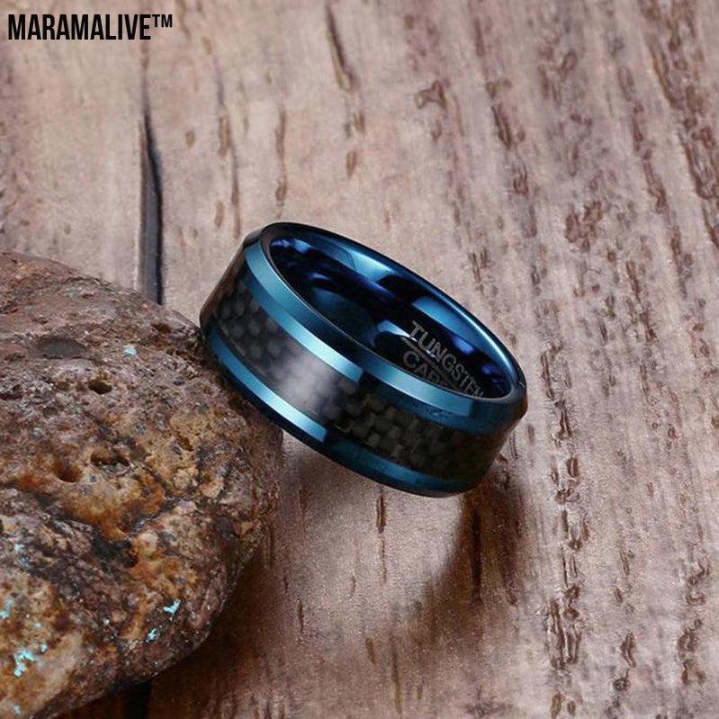 Black Carbon Fiber Tungsten Steel Ring