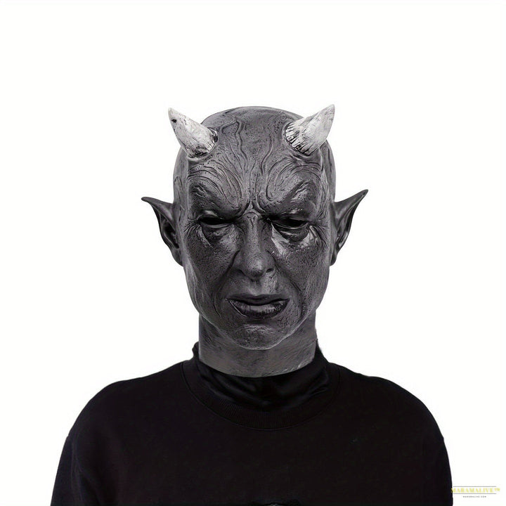 Black Devil Mask With Horns For Halloween Men's COS Play