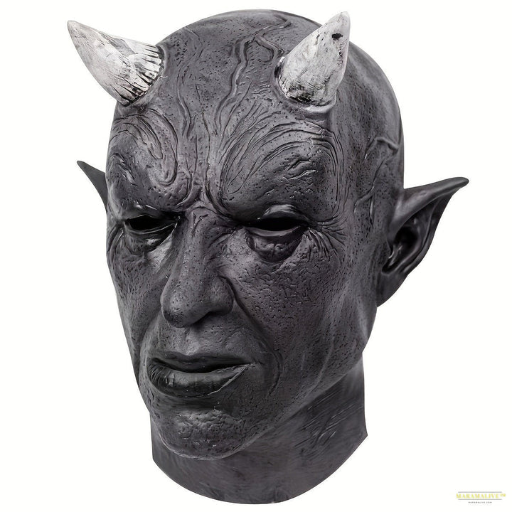 Black Devil Mask With Horns For Halloween Men's COS Play