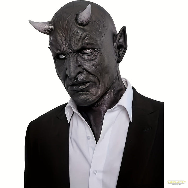 Black Devil Mask With Horns For Halloween Men's COS Play