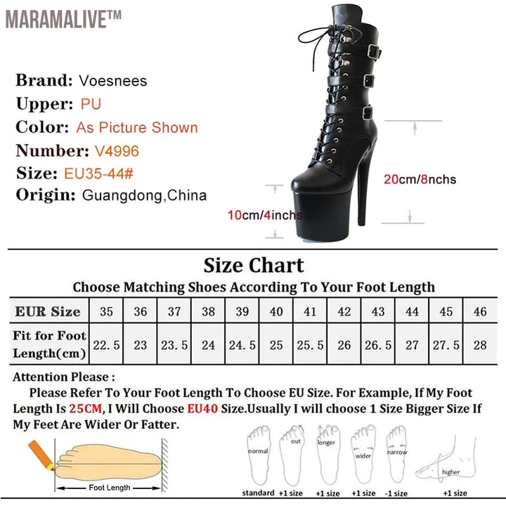 Black Fashionable Women's Ankle Boots with Round Toe Side Zip Short Boots for Pole Dance Platform Heels Three Belt Buckle