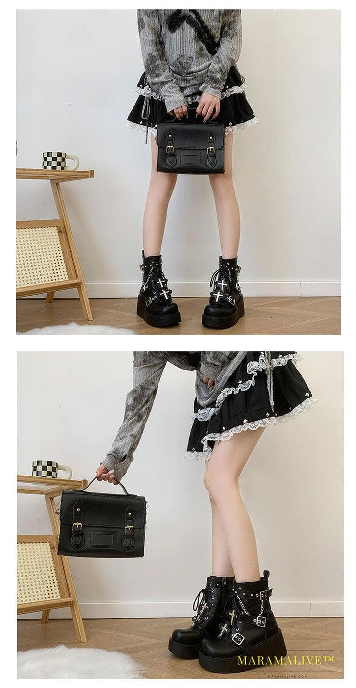 Black For Women Punk Platform Boots