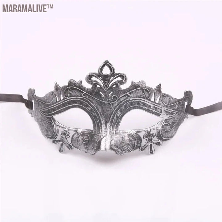 Black Gold Skull Metal Mask Halloween Rhinestone Half Face Venetian Masquerade Men White Women Skull Filigree Party Mask