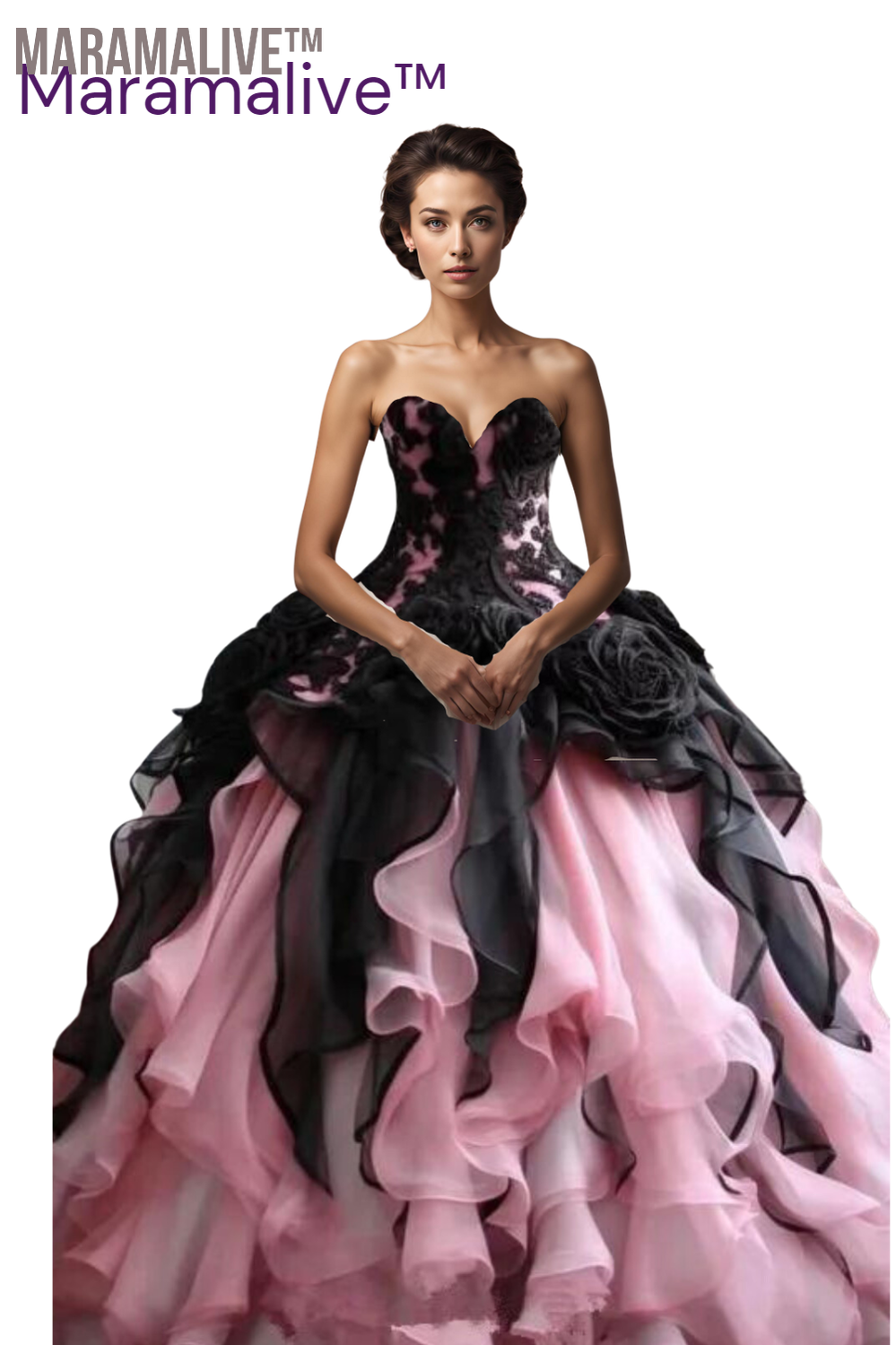 Black Pink Princess Fairy Prom Dresses Sweetheart Corset Lace-up Rose Floral Applique Evening Gown Masquerade Costume