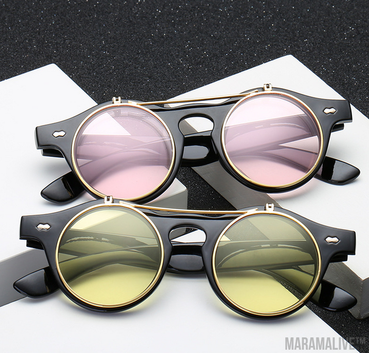 Black Retro SteamPunk Sunglasses