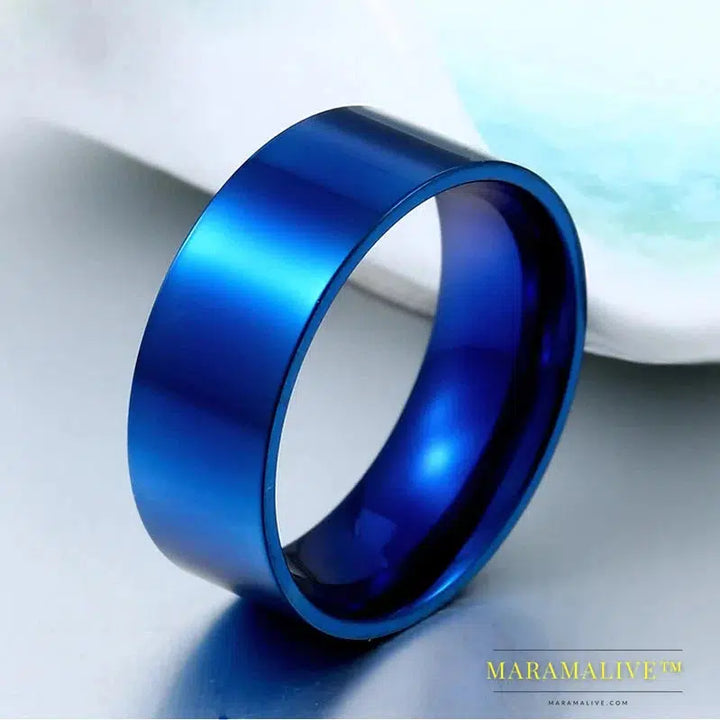 Black and White Blue Gold Men's Elegant Jewelry Ring