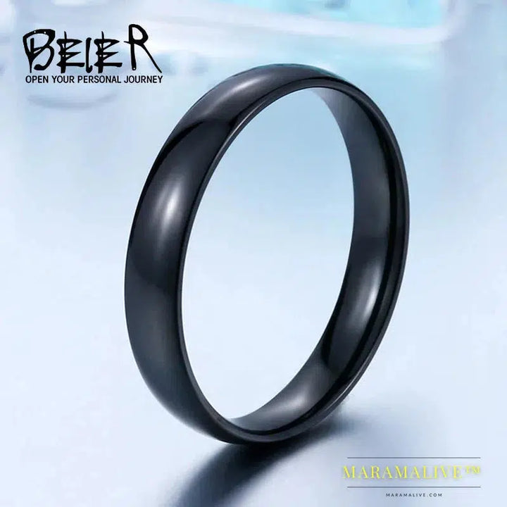 Black and White Blue Gold Men's Elegant Jewelry Ring