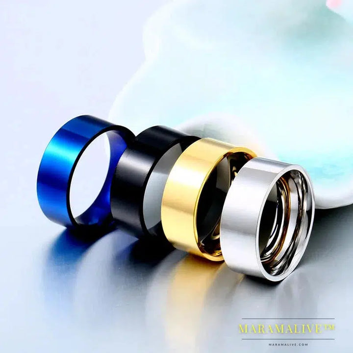 Black and White Blue Gold Men's Elegant Jewelry Ring