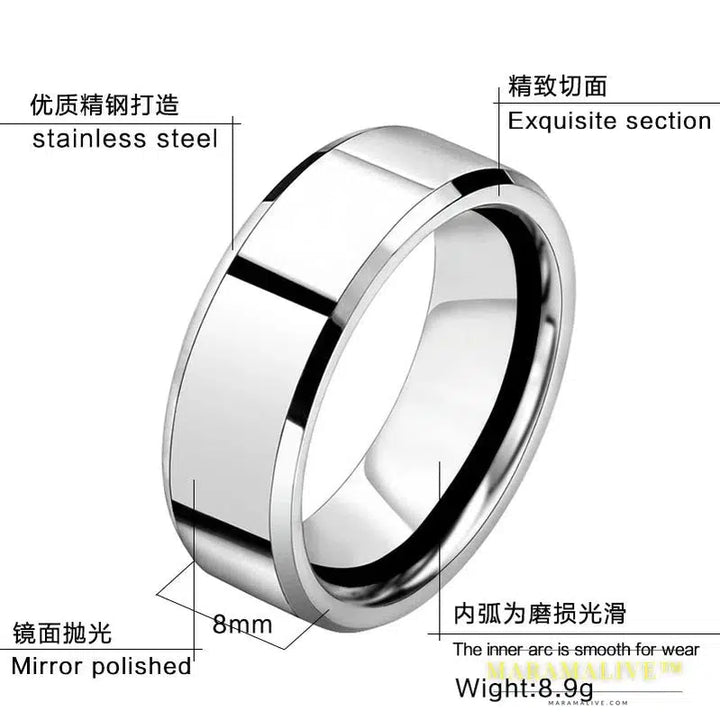 Black and White Blue Gold Men's Elegant Jewelry Ring