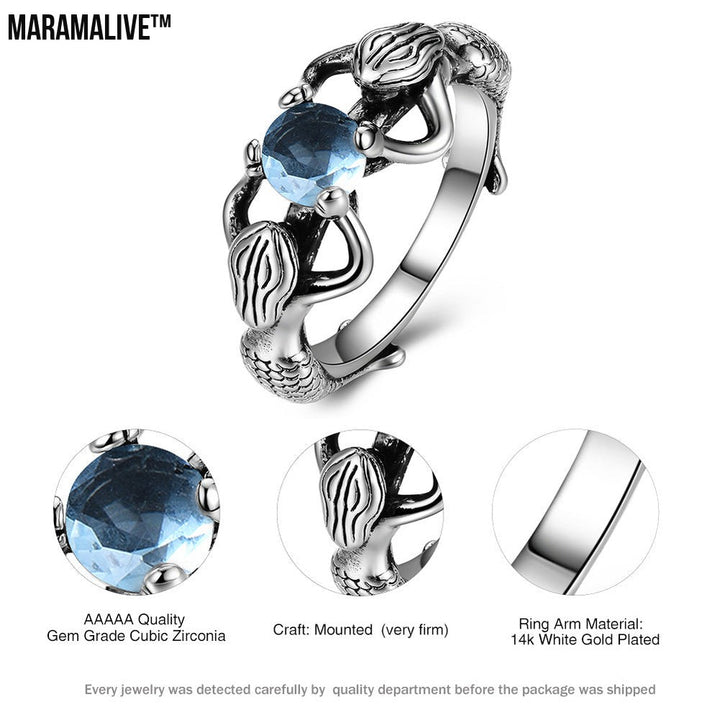 Blue Diamond Mermaid Pearl Ring