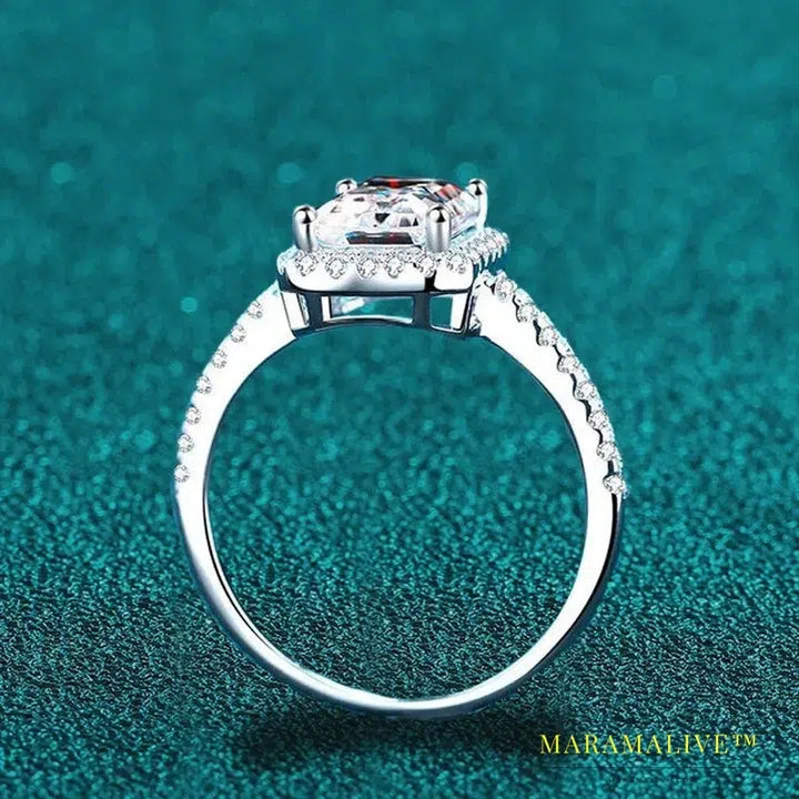 Brilliant Cut Emerald Moissanite Ring for Engagement