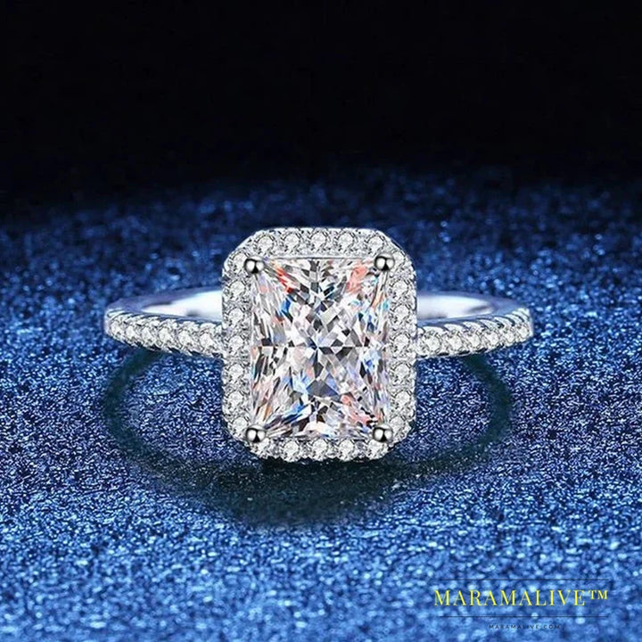 Brilliant Cut Emerald Moissanite Ring for Engagement