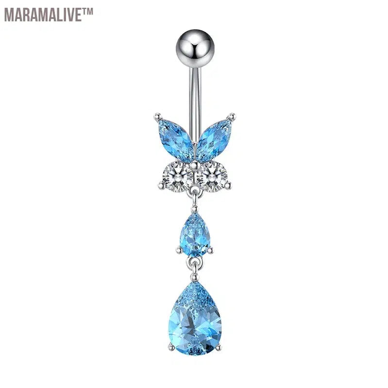 Butterfly Belly Button Rings: Zircon Navel Piercing Jewelry