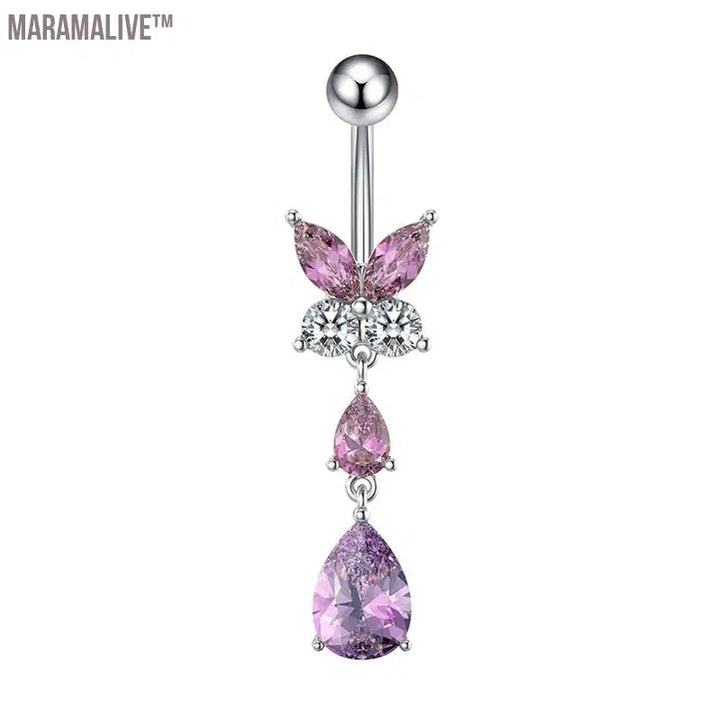 Butterfly Belly Button Rings: Zircon Navel Piercing Jewelry