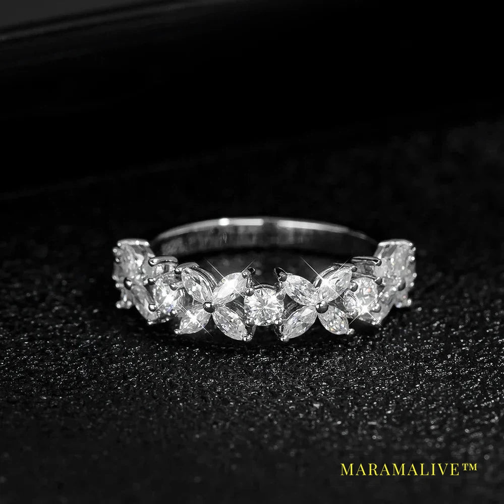 Butterfly Moissanite Eternity Band for Women 925 Silver Engagement Ring 2.2Cttw Marquise Round Cut Diamond Diamond Wedding Rings