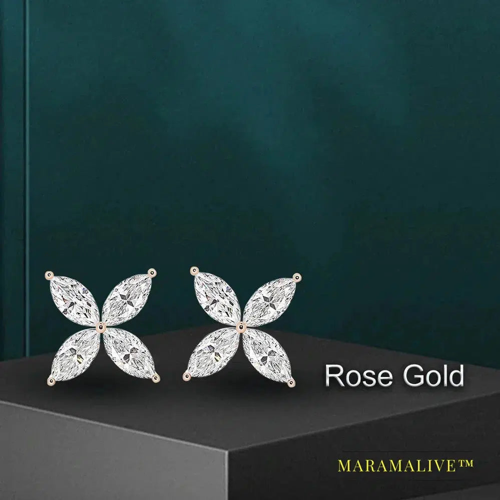 Butterfly Moissanite Jewelry Sets for Women 925 Silver Marquise Cut Diamond Pendant Necklalce Stud Earrings with Certificates