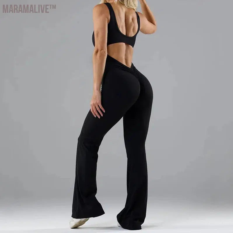 Casual Women's Yoga Jumpsuit Backless Slim Fashion Comfortable Casual Summer Solid Color Ladies Strap Jumpsuit Pants