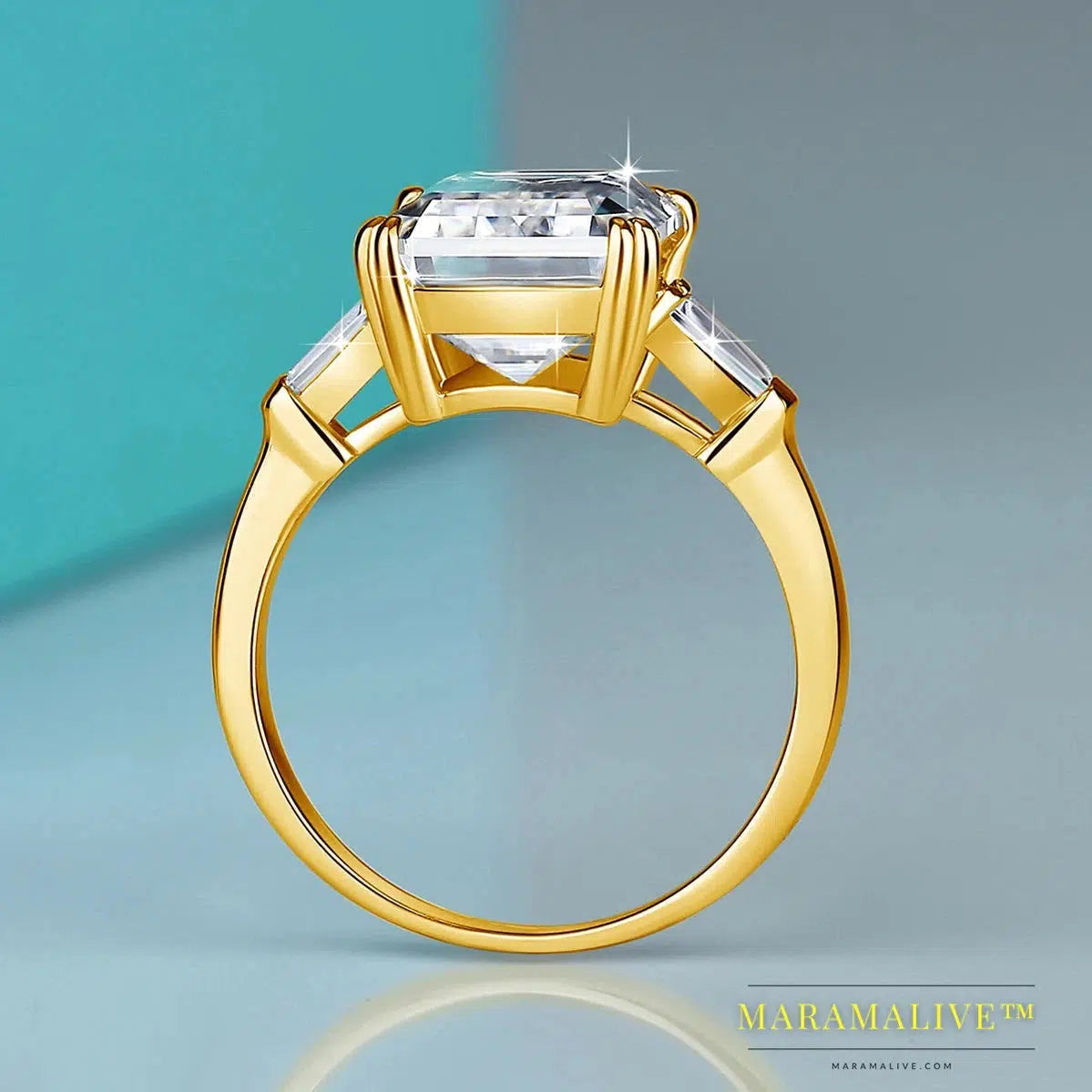 Certificated 10ct Emerald Cut Moissanite Ring Gold Big Diamond Wedding Jewelry For Women Waterproof Engagement Bride Gift New In