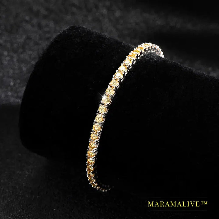 Champagne Real Moissanite Tennis Bracelet Sparkling Full Diamond Trendy Jewelry GRA Certified 925 Silver Bracelets