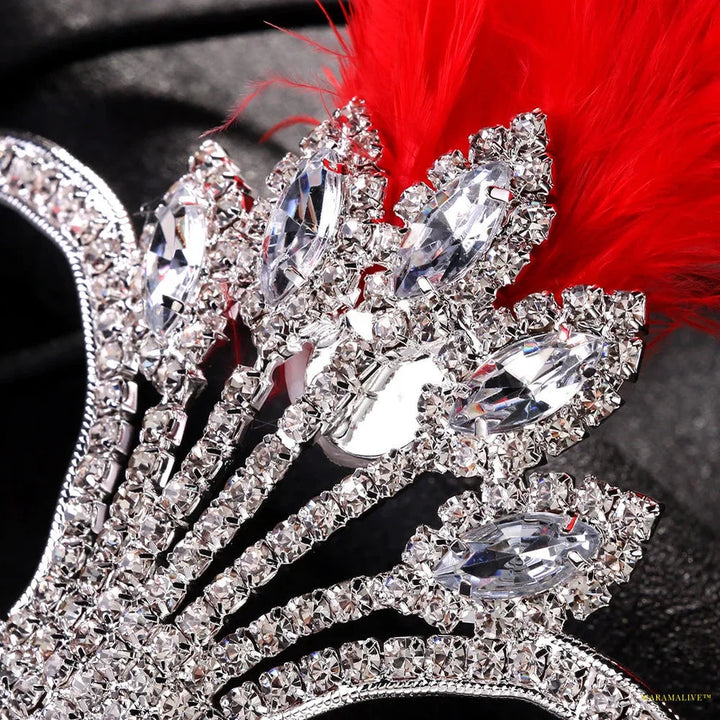 Charms Sexy Rhinestone Feather Tassel Masquerade Face Jewelry For Women Facial Accessories Banquet Party Mask Face Chain Deco