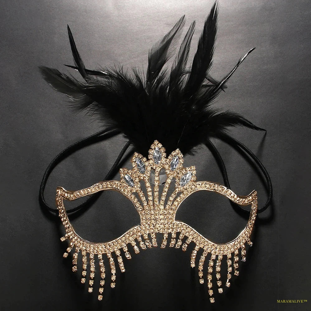 Charms Sexy Rhinestone Feather Tassel Masquerade Face Jewelry For Women Facial Accessories Banquet Party Mask Face Chain Deco