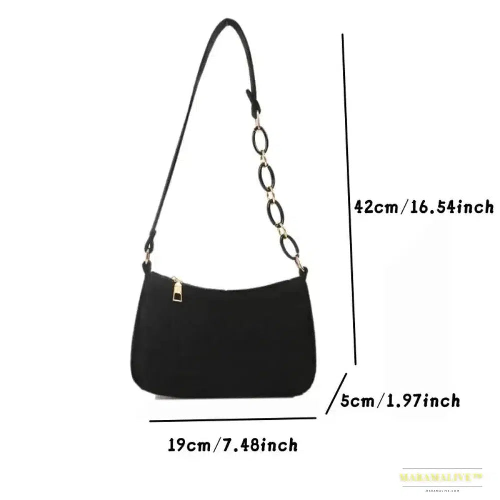 Chic Gothic Crescent Shaped Luxury Felt Handbag - Trendy Under The Shoulder Small Square Bag