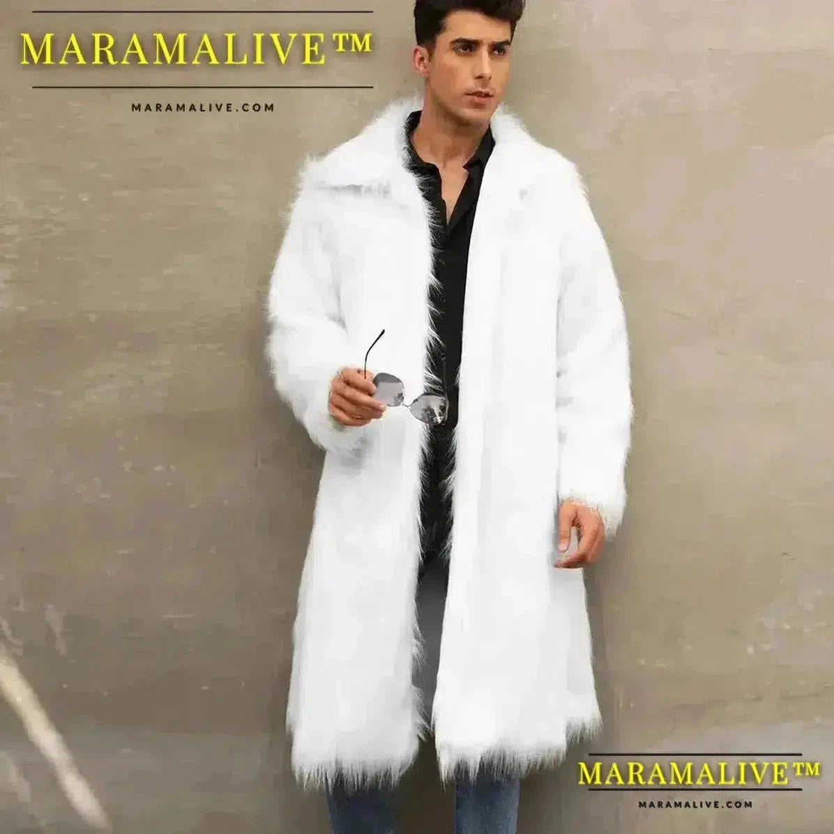 Coat Men's Warm Faux Fur Loose Autumn Winter Brown Long Coats Turn Down Collar Sleeve Men High Waist Maxi Elegant 2024 Jacket