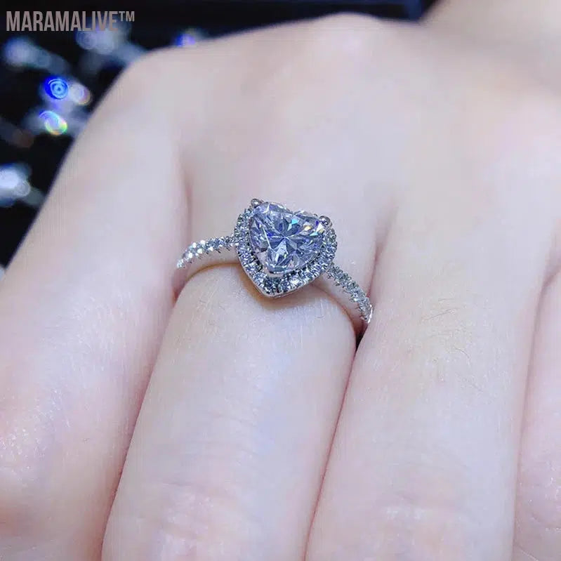 Coeur Cut Moissanite Heart Rings in Platinum and Silver