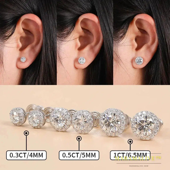 Color Moissanite Halo Earrings 925 Sterling Silver Stud Earrings for Women GRA Round Cut Lab Diamond Wedding Jewelry