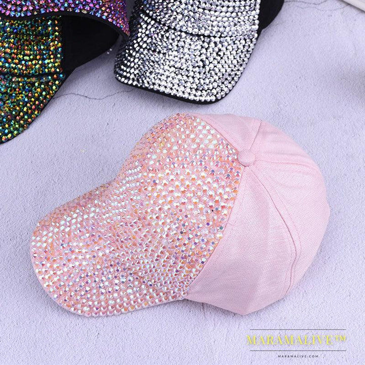 Colorful diamond-studded summer baseball cap