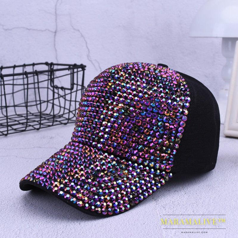 Colorful diamond-studded summer baseball cap