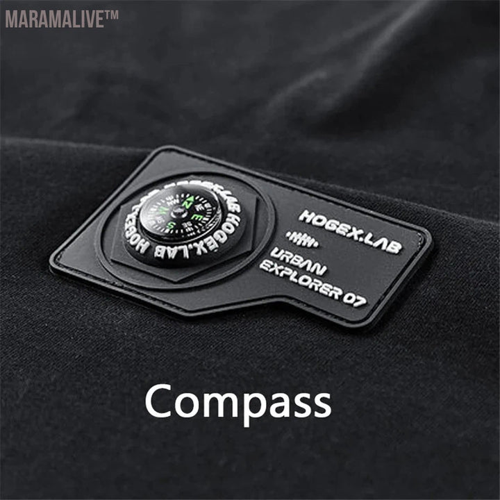 Compass T-Shirt Techwear Cargo Tshirt Men Summer Short Sleeve T Shirt Harajuku Tactical Function Tops Tees Male High Quality